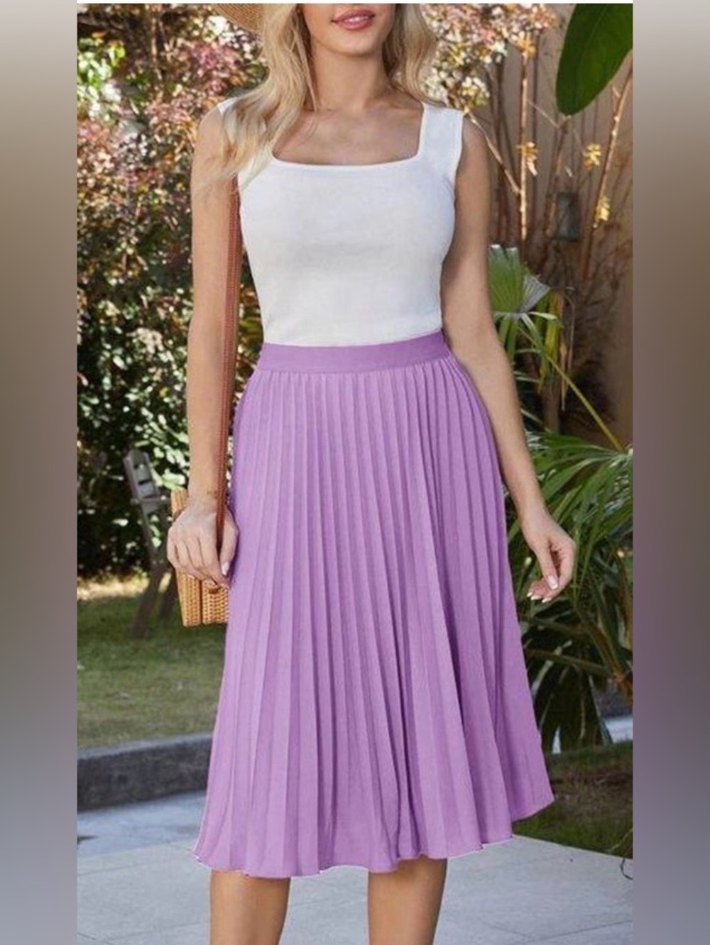 ASOS Lilac Pleated Midi Skirt. Size 8